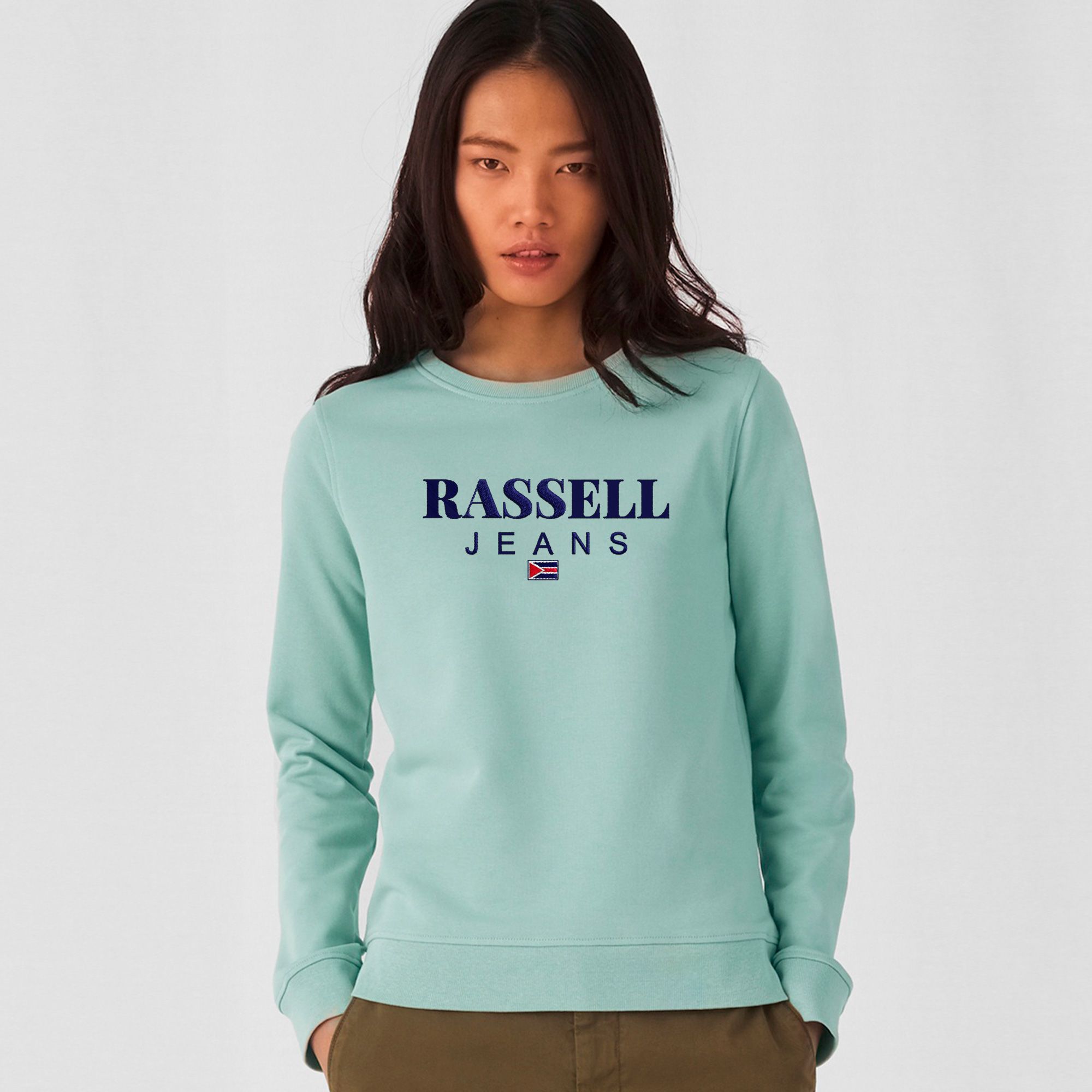 Paull Rassell Elite-Organic-Sweatshirt-Woman 408 - Sudadera orgánica - ecoligica para Mujer - Sudadera sin capucha moderna - Sudadera de marcas famosas